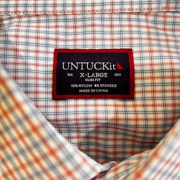 UNTUCKit Russell Slim Fit Blue Red Plaid Long Sleeve Button Down Shirt XL Slim - Picture 7 of 9